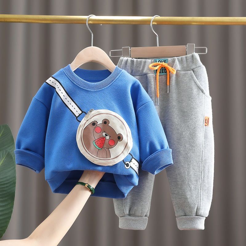 男童套装新款洋气婴儿童春秋季衣服潮宝宝卡通两件套秋款帅气小童
