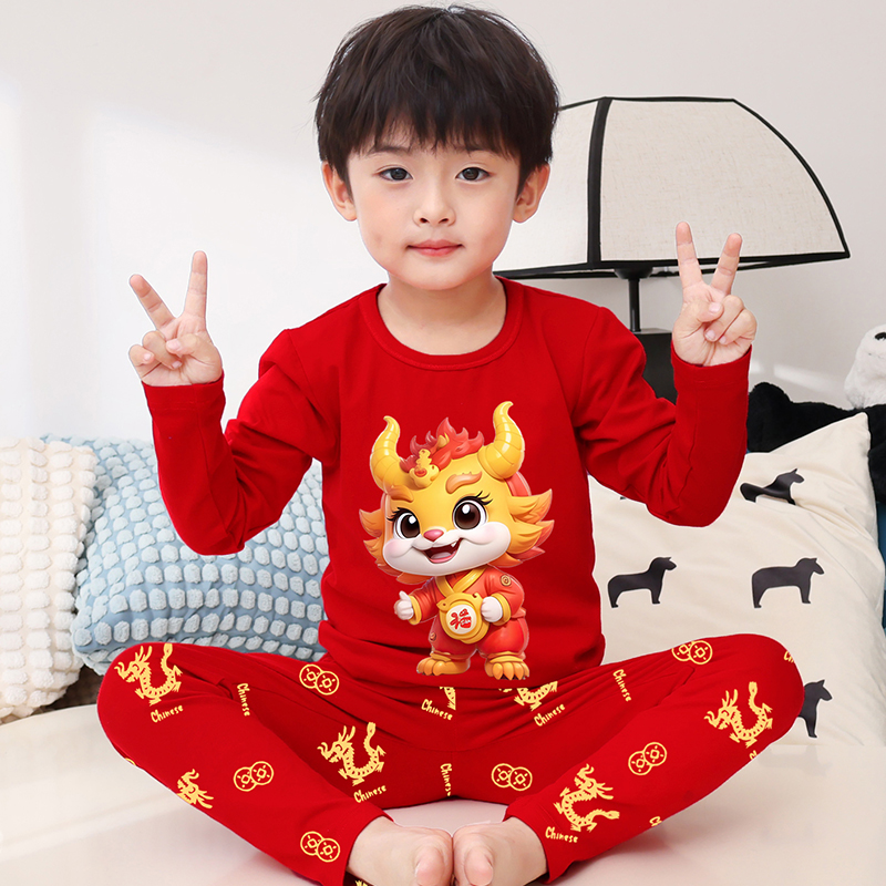 【新年套装】儿童纯棉内衣套装男女童宝宝秋衣秋裤中大童家居服