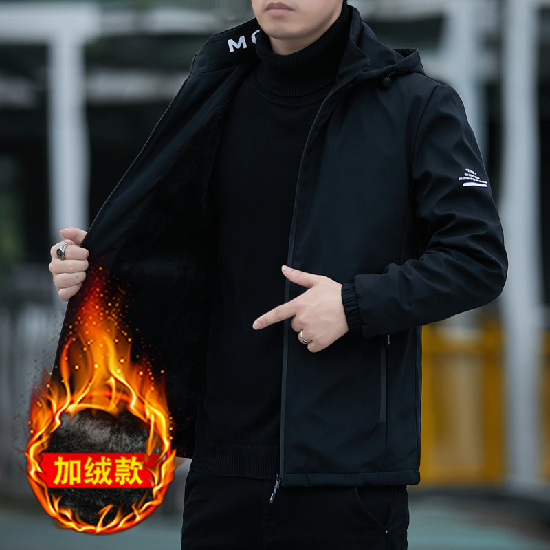 9660克家经典刺绣加绒厚款连帽外套