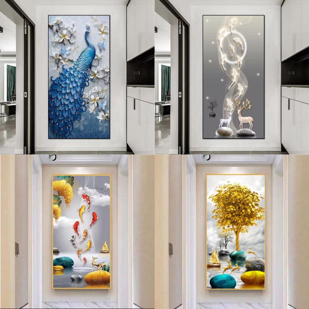 入户玄关装饰画简约过道挂画楼梯画落地画装饰画-晶瓷平面