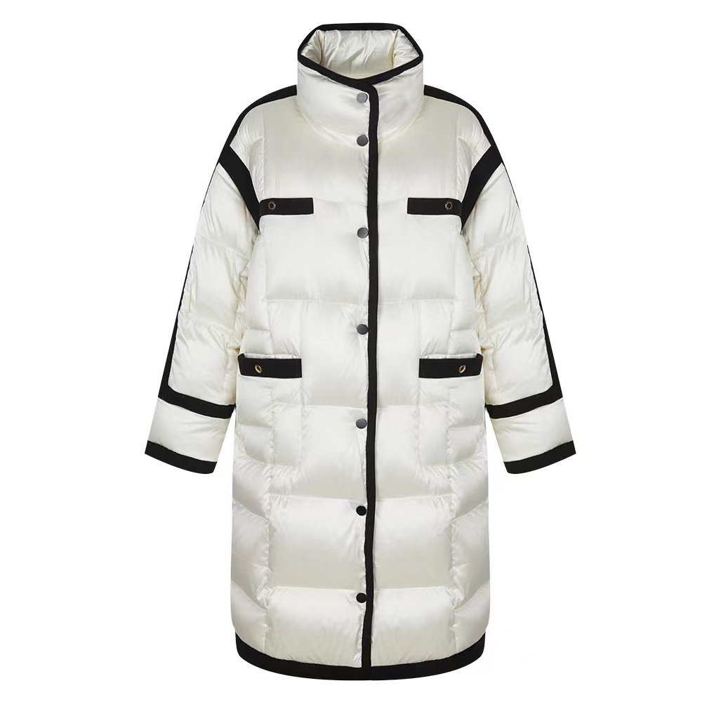 X9653【苏琳琳】高级感撞色小香风白鸭绒羽绒服