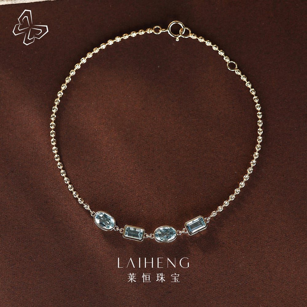 18K黄 海蓝宝几何手链 233553