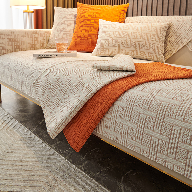 雪尼尔沙发垫四季通用防滑坐垫沙发套罩子简约现代北欧风沙发靠背