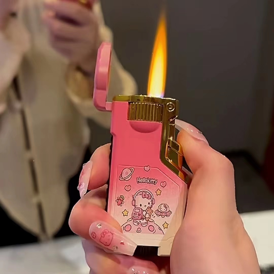 网红个性创意电子库洛米渐变三色火焰可爱防风打火机送男女朋友潮