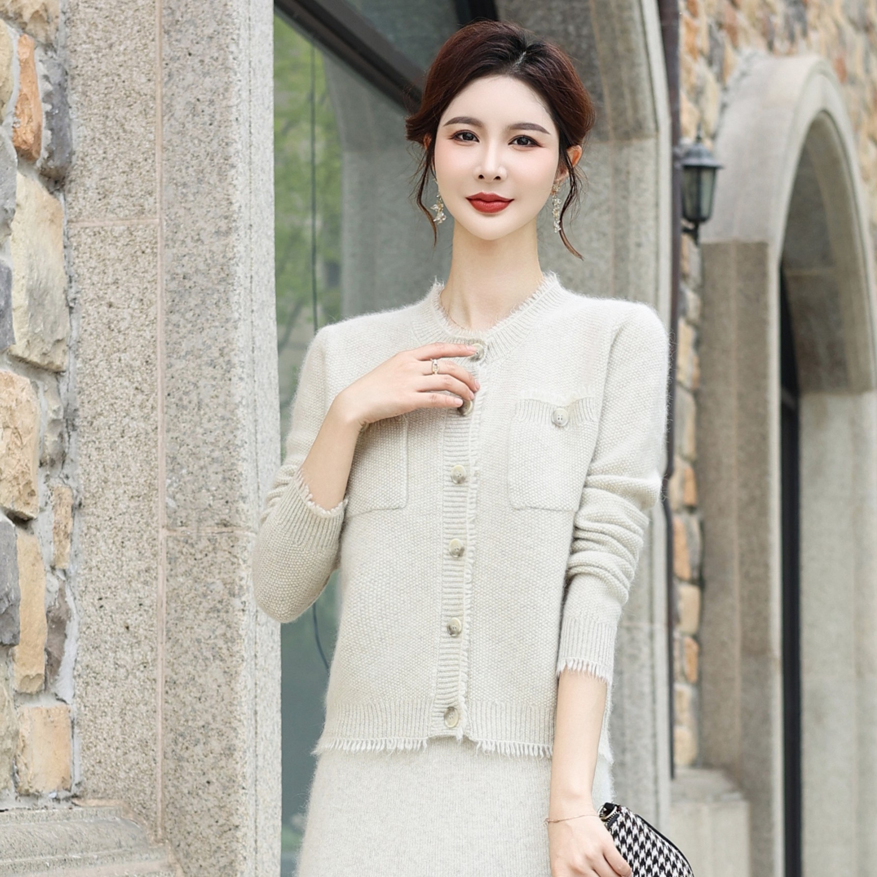 FIRS/杉杉【小城故事】-单件-开衫牦牛绒羊毛气质秋冬轻奢SSJW23031