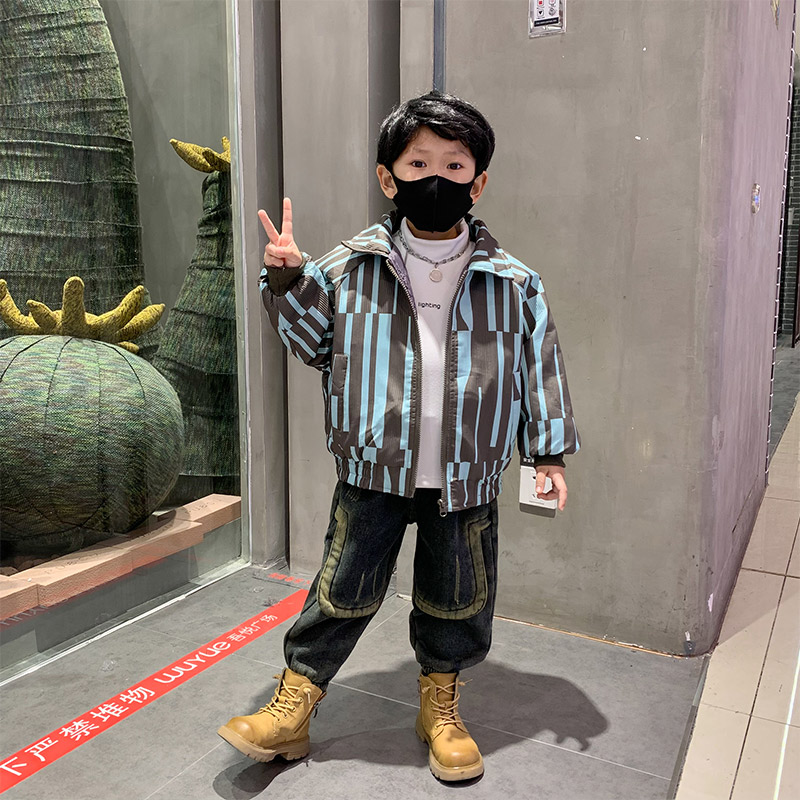 儿童棉衣男童秋冬加绒洋气外套2023冬季新款中小男孩加厚棉服时尚