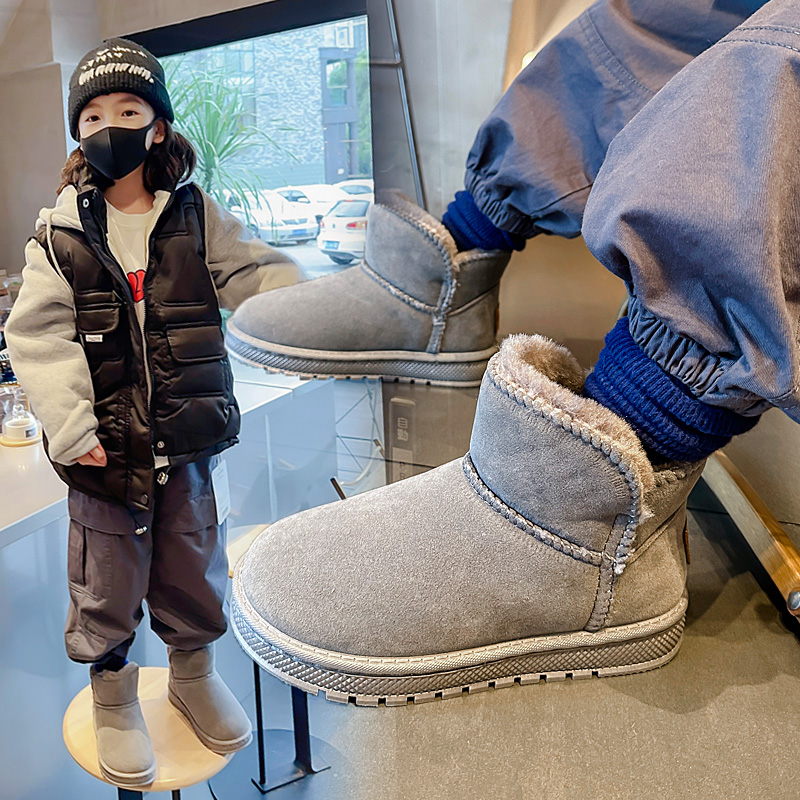 朵美巴拉巴拉宝宝2023冬季新款儿童雪地靴加绒男童棉鞋女童靴子宝