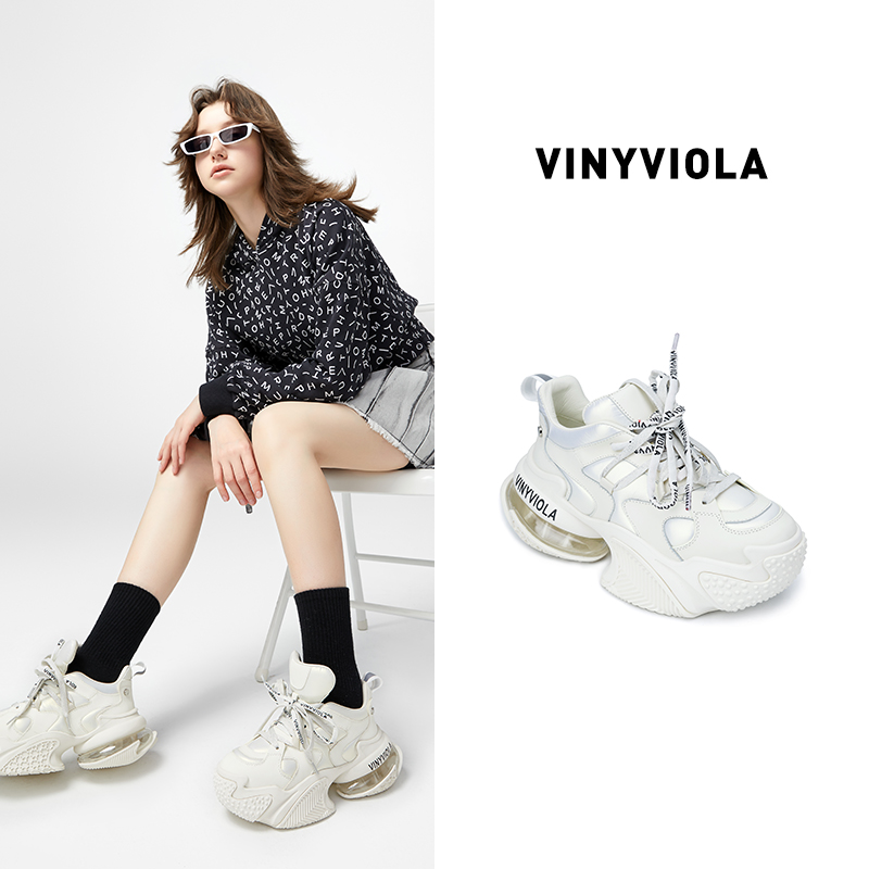 VINYVIOLA23年春夏新款增高老爹鞋女【奕·粉白幻影】A1-1012-2