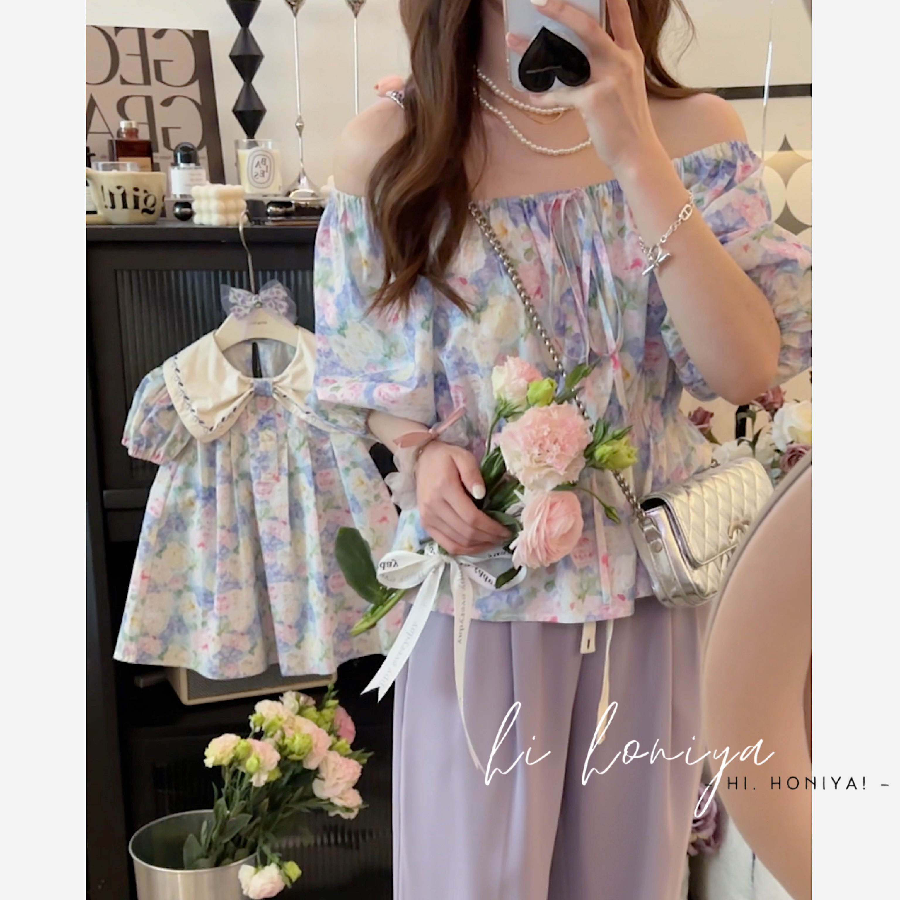 【xian】Hihoniya～【温莎物语】2023新品碎花大翻领刺绣亲子装