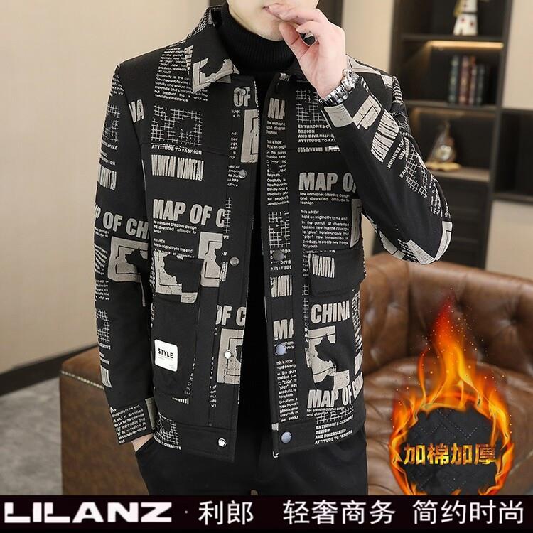 特价利郎秋冬季夹克男士韩版修身休闲短款风衣高级感加厚呢子外套