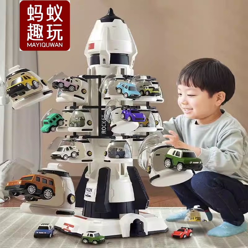 胶皮娃娃卡皮巴拉玩偶儿童仿真航天火箭停车场模型小汽车玩具套装