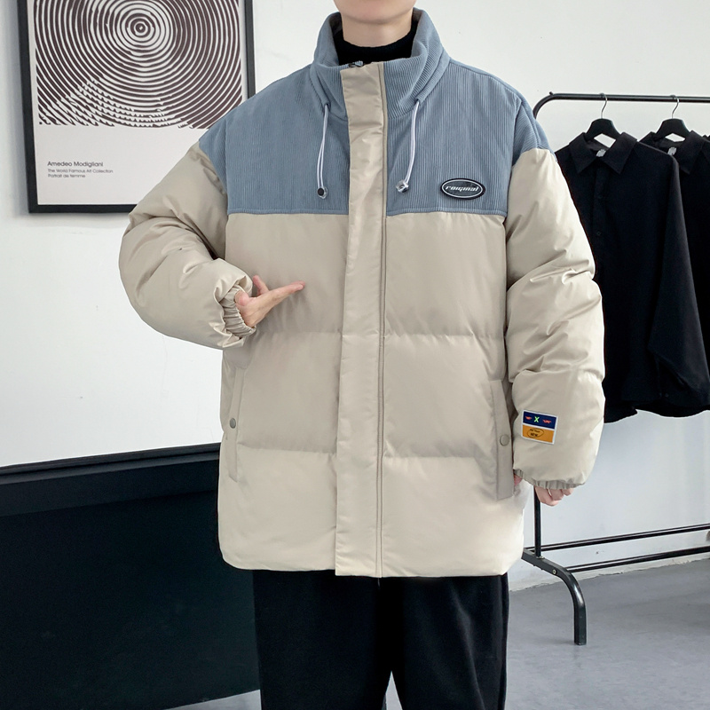 港风服棉袄子男士冬季新款加绒加厚男生百搭面包冬天装棉衣外套