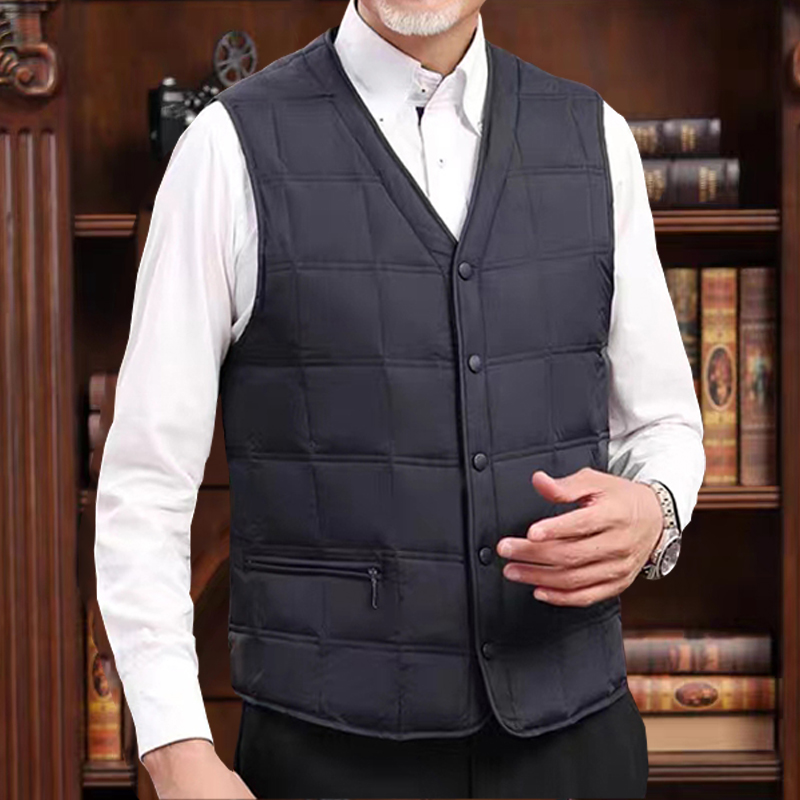 羽绒马甲男保暖气质修身轻薄商务贴身打底内胆秋冬中老年背心坎肩