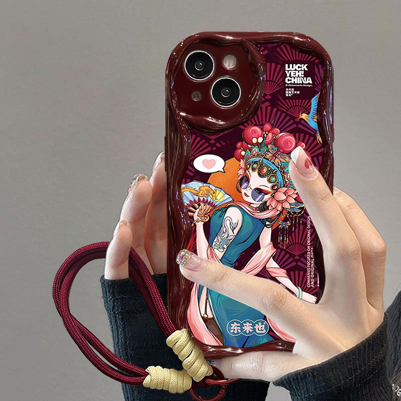 戏子东来也苹果15华为OPPO小米vivo曲边纹iPhone14promax手机壳女