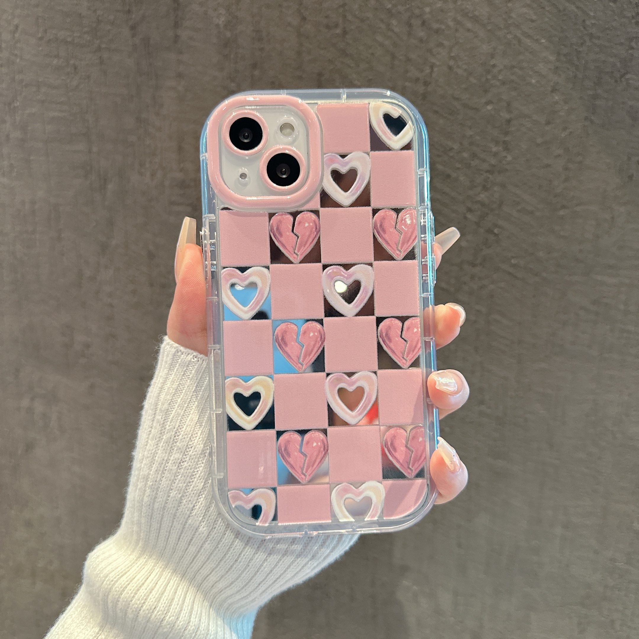 全屏爱心iPhone14手机壳苹果13华为荣耀OPPO小米vivo镜面奶油防摔
