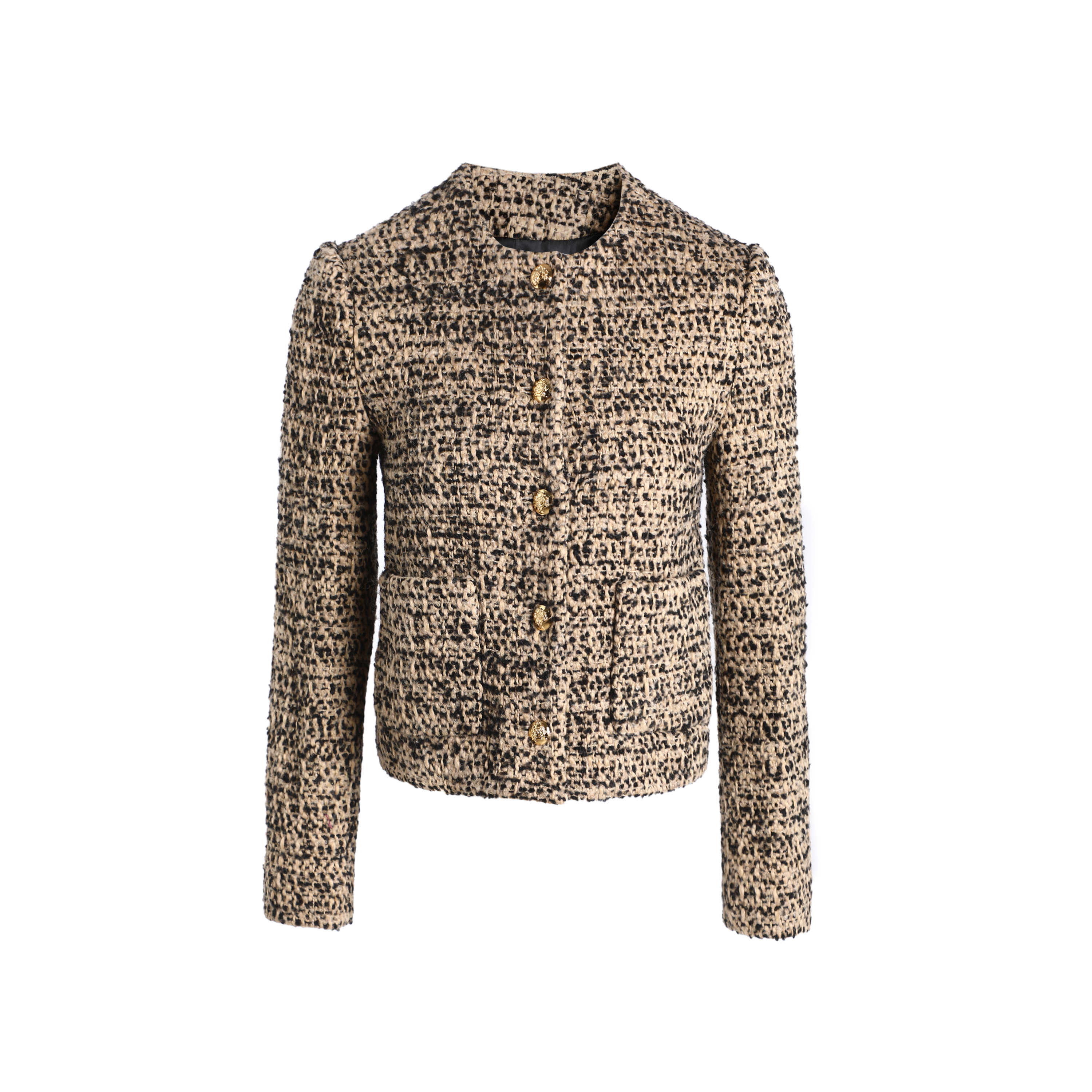 新款白鹿巴黎街头演绎款复古美拉德夹克女气质长袖粗花呢外套0077