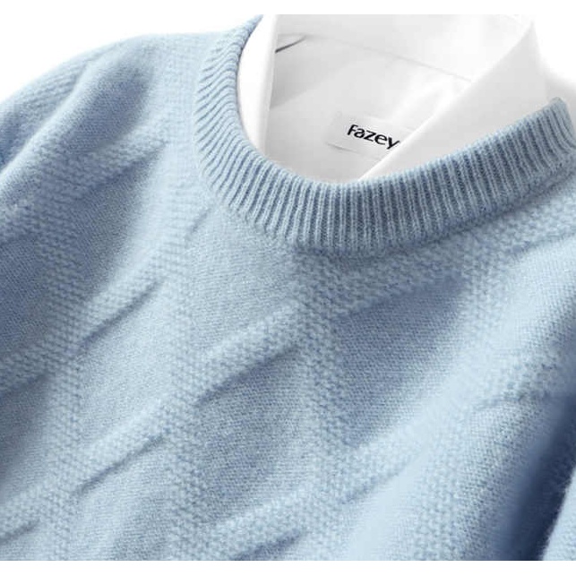 【七针加厚】100羊绒衫圆领宽松加厚毛衣商务休闲打底针织羊绒衫