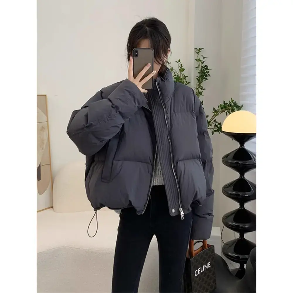 2023新款立领短款面包服外套女冬装加厚棉服休闲小个子棉衣时尚