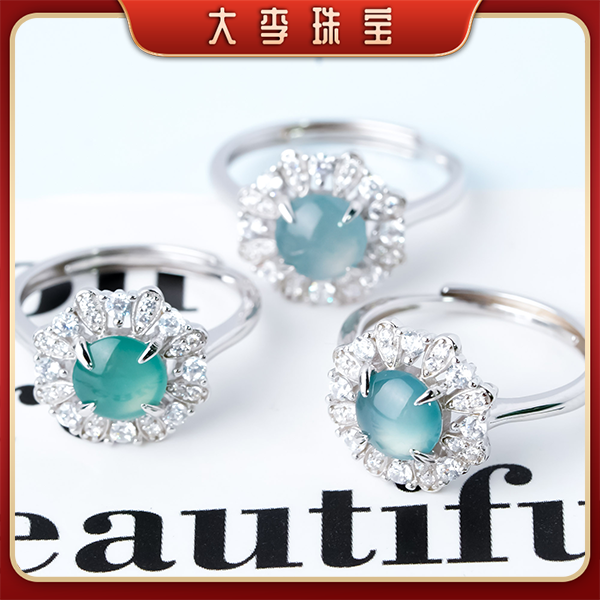 大李珠宝-穿搭时尚简约轻奢唯美A货翡翠戒指多样性发其一G948