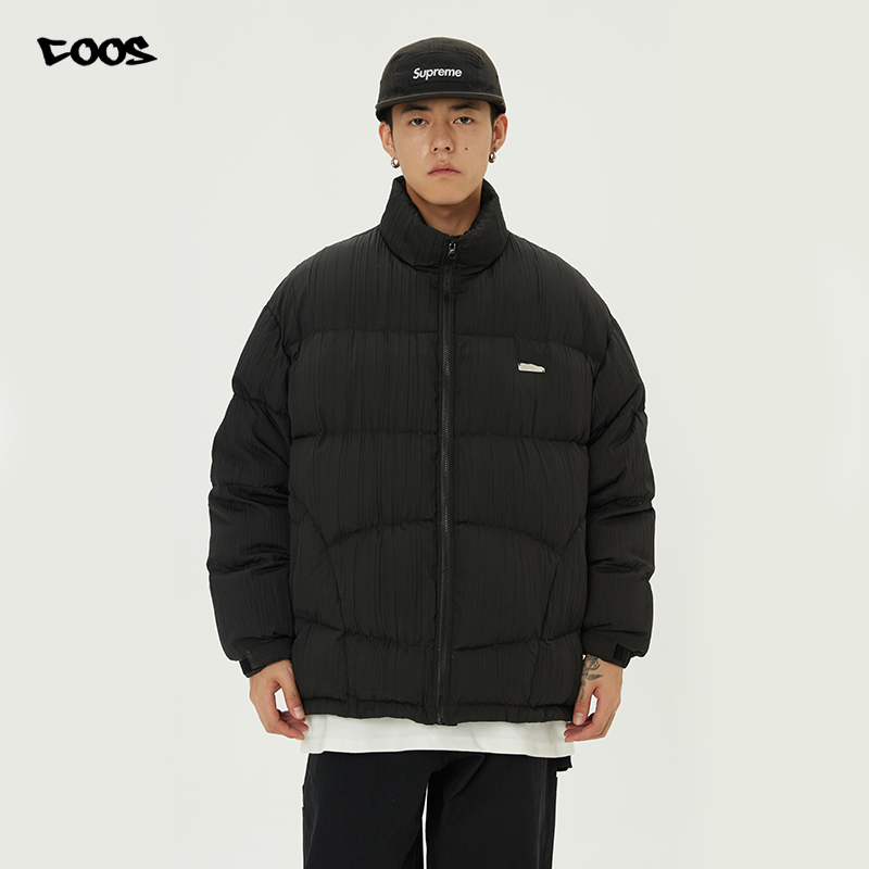 美式复古白鸭绒立领保暖休闲外套冬季宽松羽绒服 COOS00597