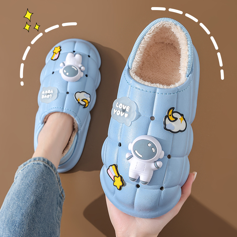 情侣棉拖鞋冬男女童亲子包跟踩屎感婴幼儿防水居家保暖宝宝棉鞋