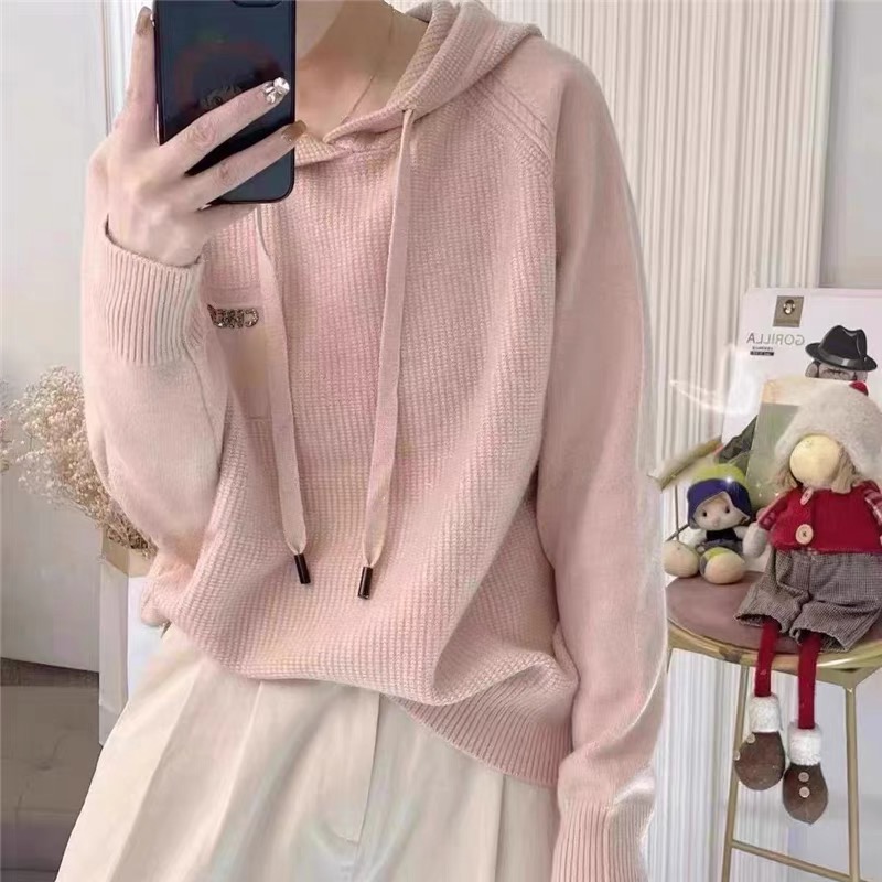 线下499！人气爆款！口碑超好！细腻软糯连帽气质款女式针织衫