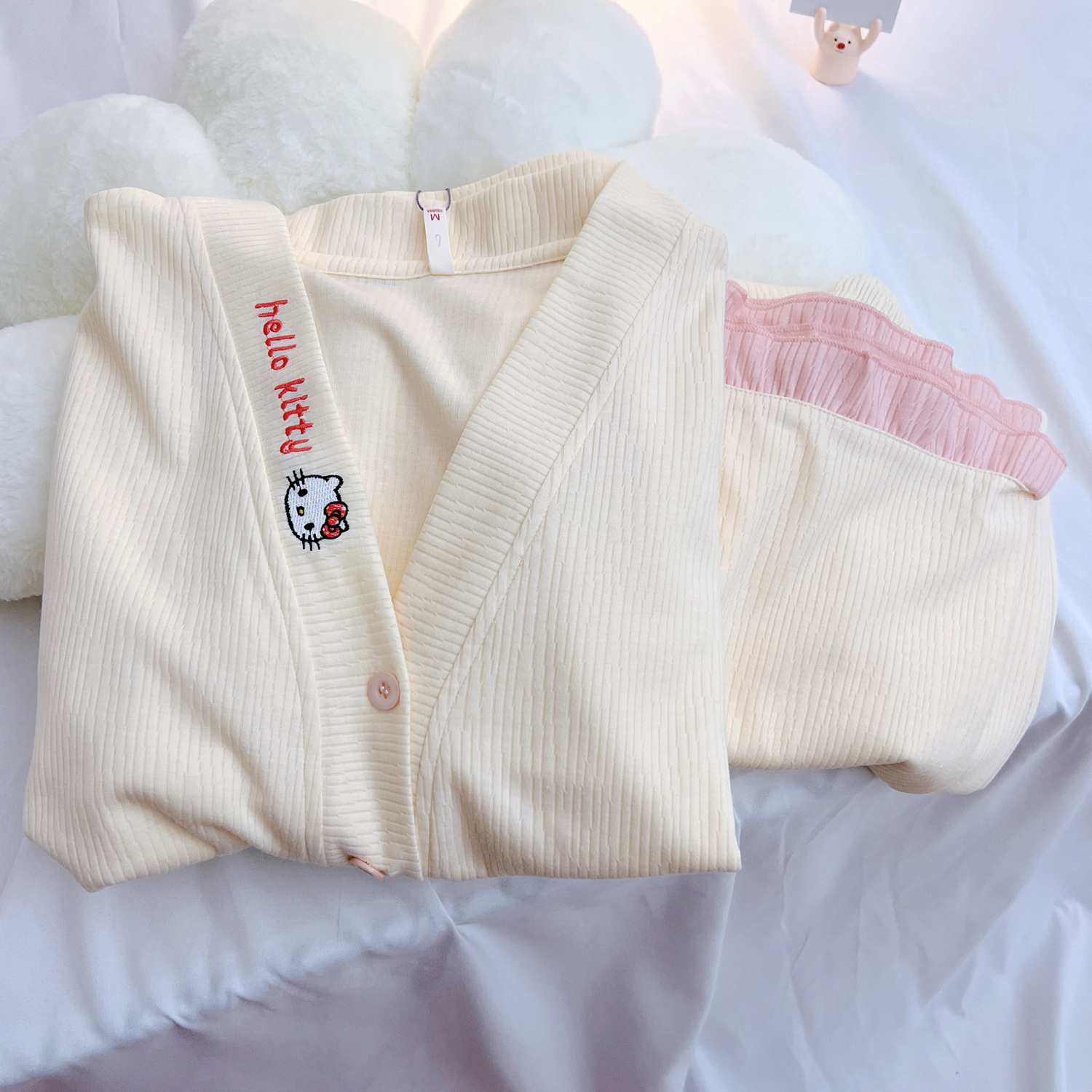 hellokitty春秋睡衣长袖薄款纯棉秋季家居服套装秋冬白色日系新款