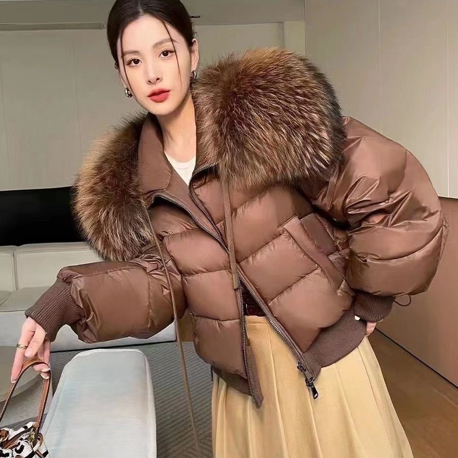 线下699大皮草网红短款羽绒服时尚保暖气质休闲加厚女士外套619