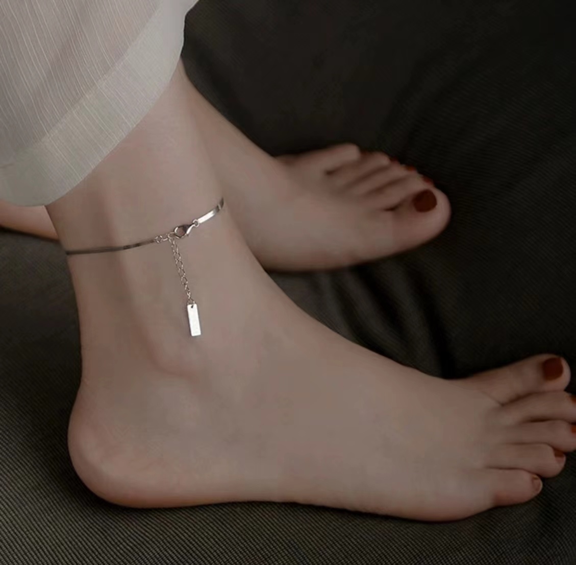 钛钢脚链 几何性感蛇骨链轻奢潮小众足链百搭不掉色轻奢饰品~