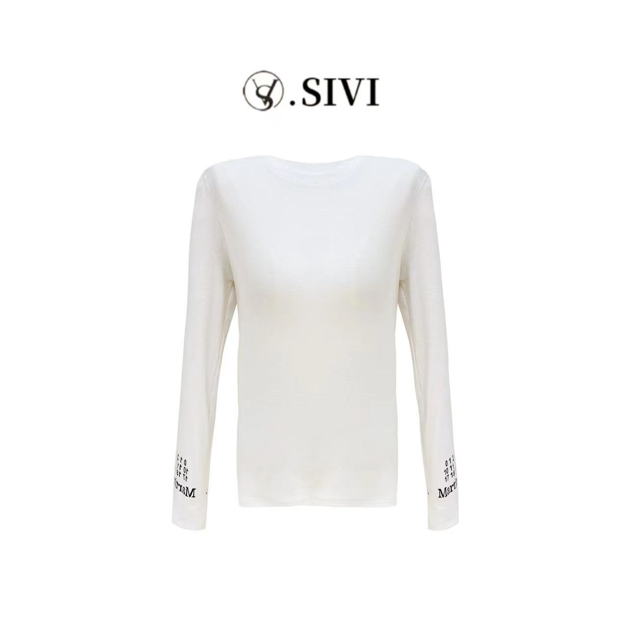 SIVI【精品打底】2023早秋新款纯色简约百搭显瘦长袖T恤女F1138