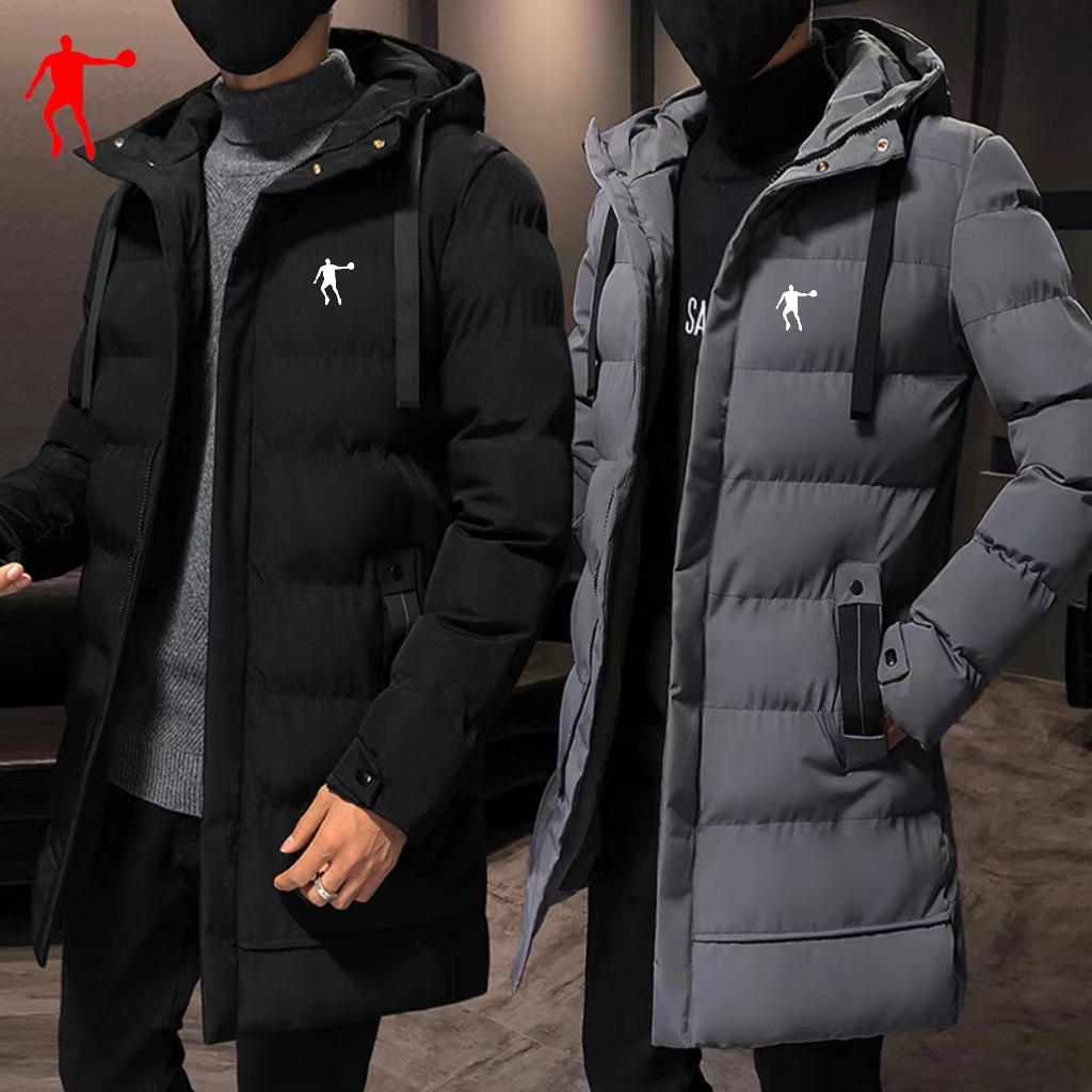 QD专卖冬季男士连帽加厚中长款棉衣男休闲运动户外保暖棉服外套