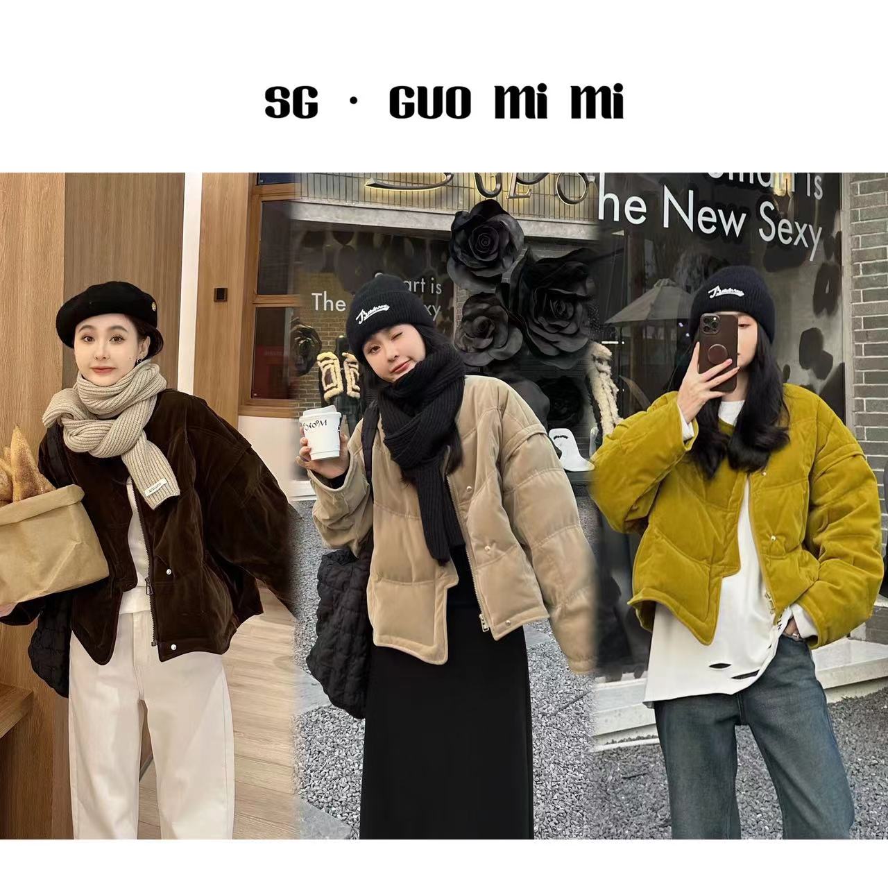 SG / 郭幂幂 AW90白鸭绒简约气质不规则丝绒羽绒服WT-20232030