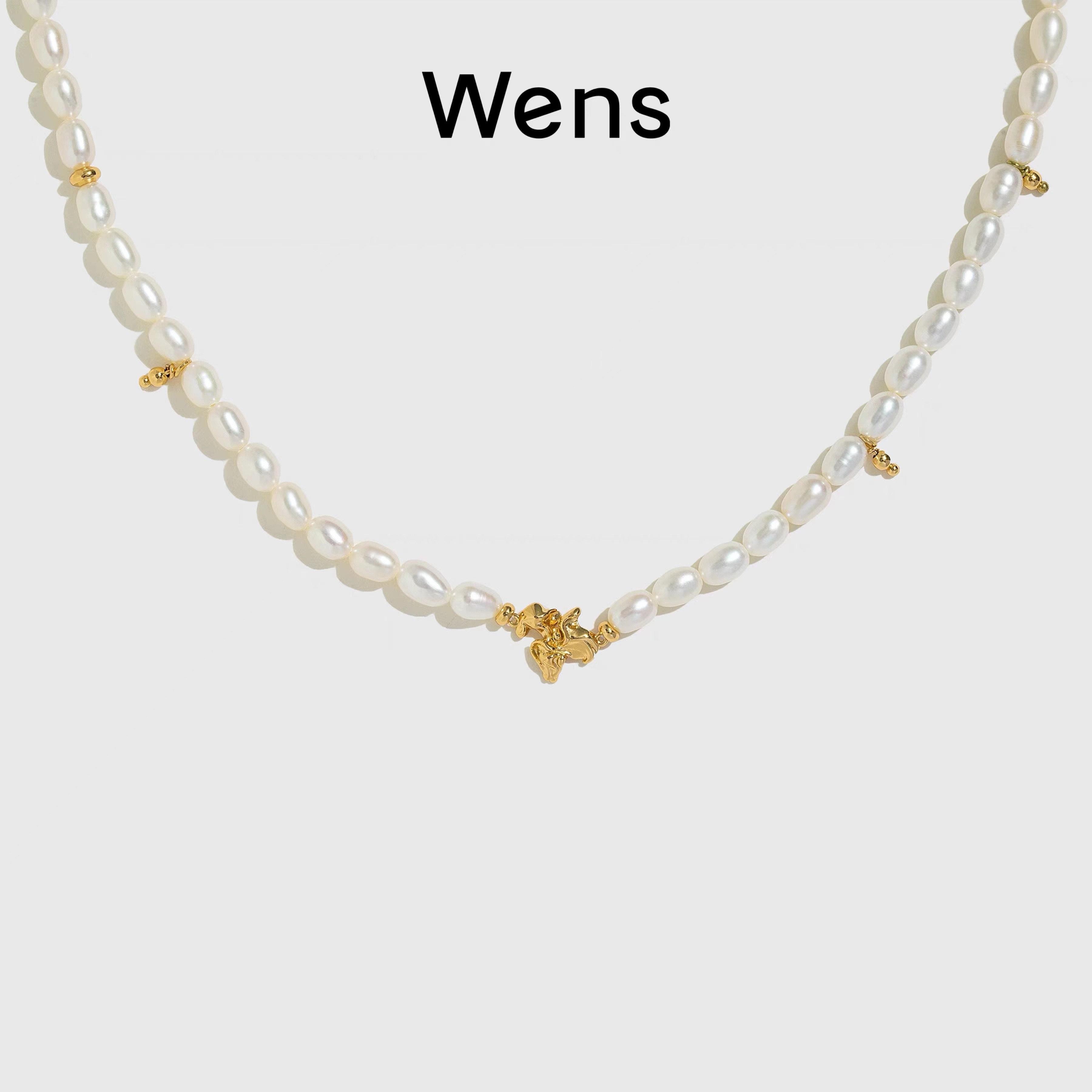 Wens/吻斯 铜合金项链 老钱风简约抽象叠戴裙摆项链高级复古百搭