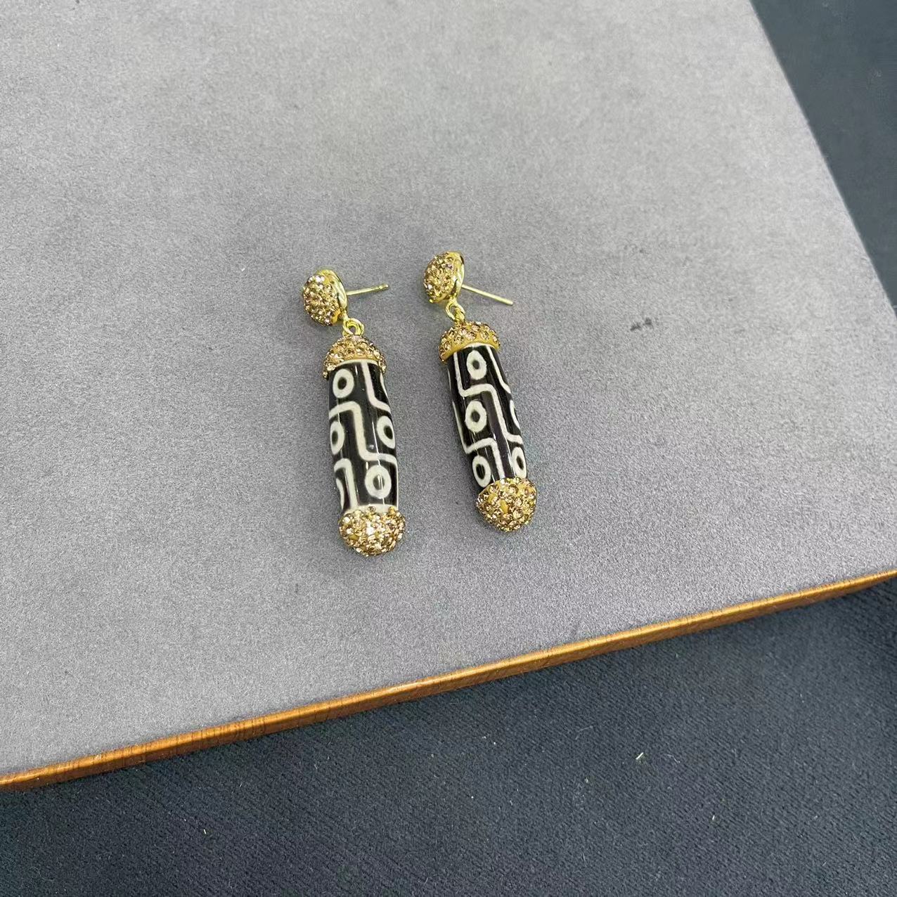 四爷同款黑白玛瑙女款耳环262