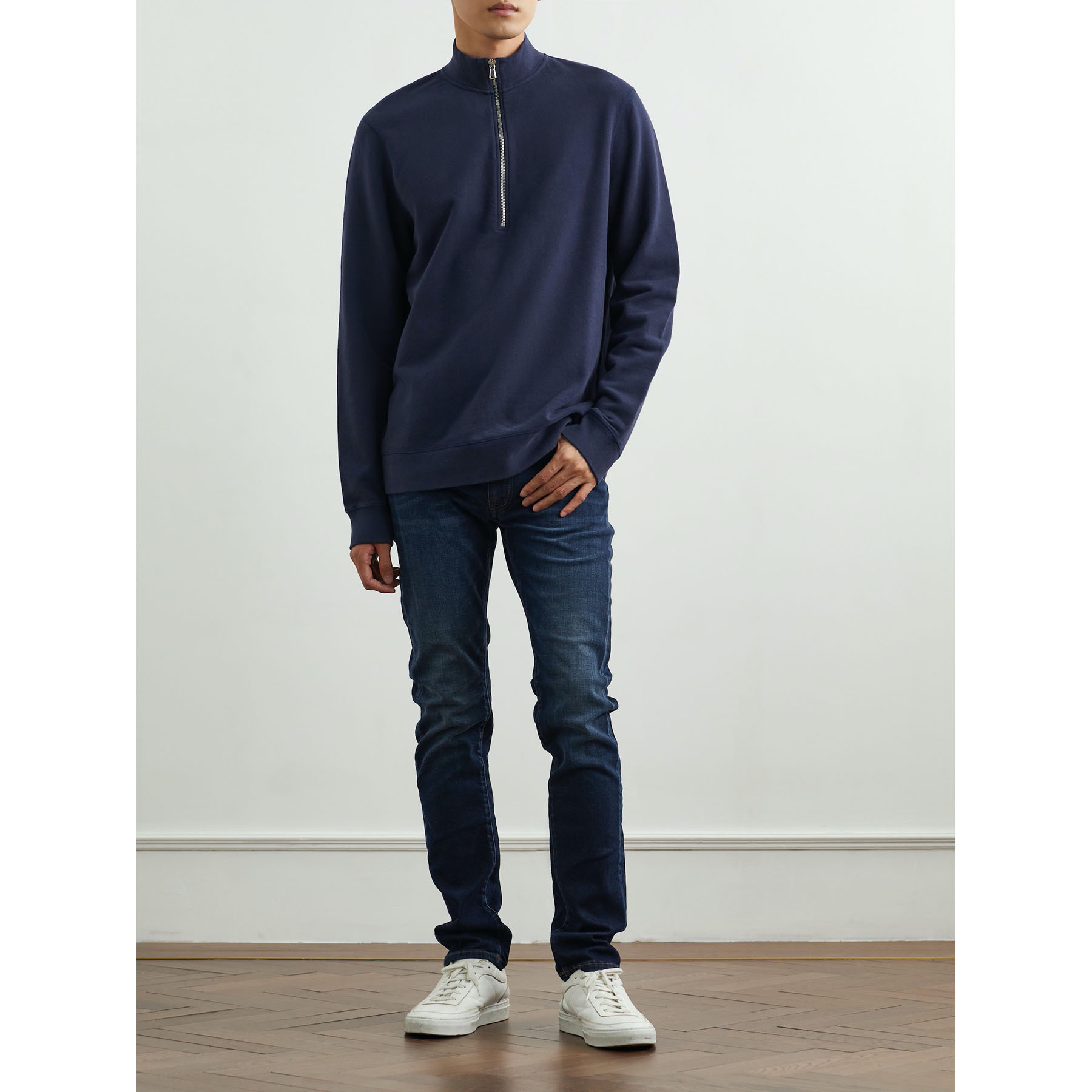 Sunspel 时尚休闲宽松棉质平纹布半拉链卫衣NAP颇特