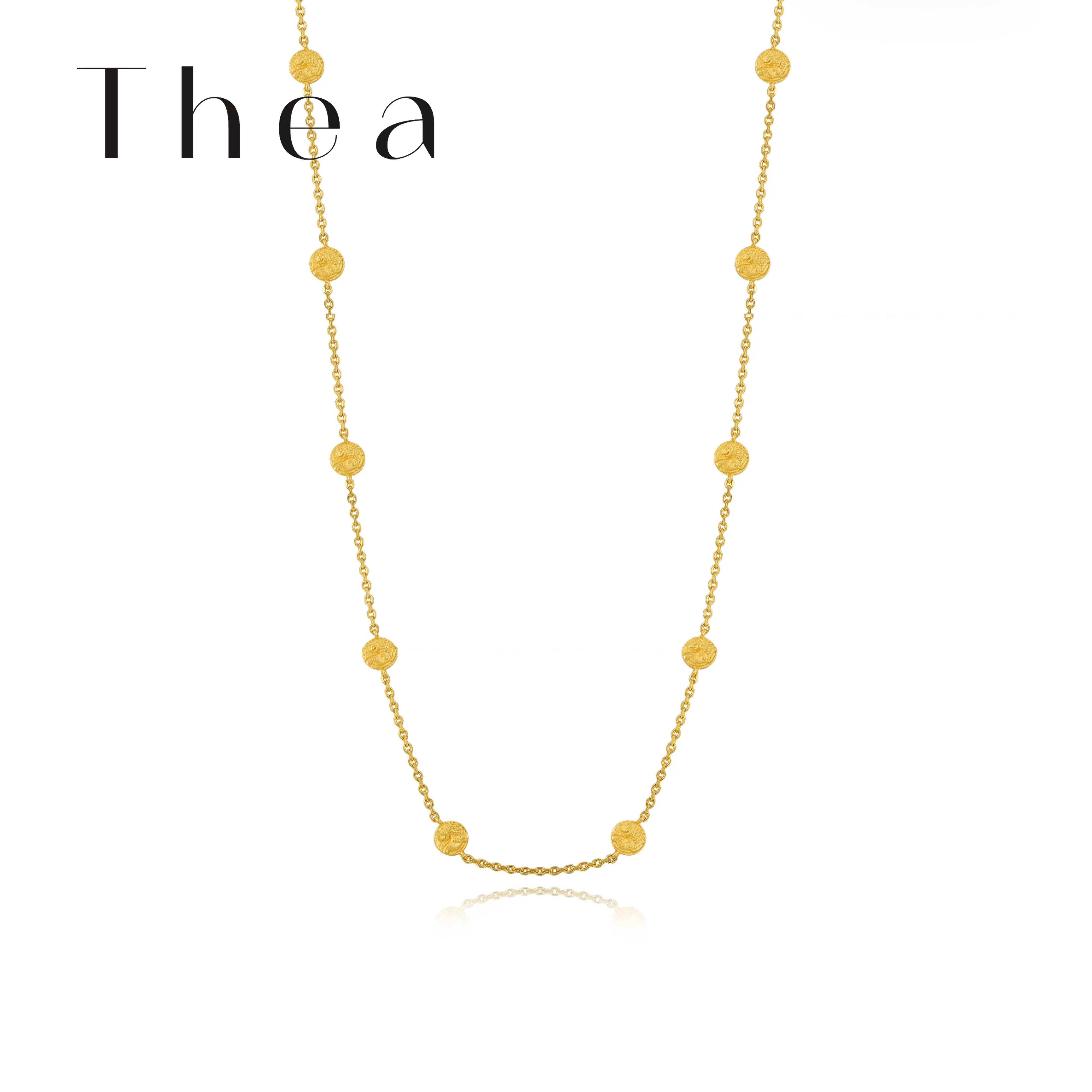 坠链均925银 【Thea】法式vintage精致小众金色项链<小圆币>欧美