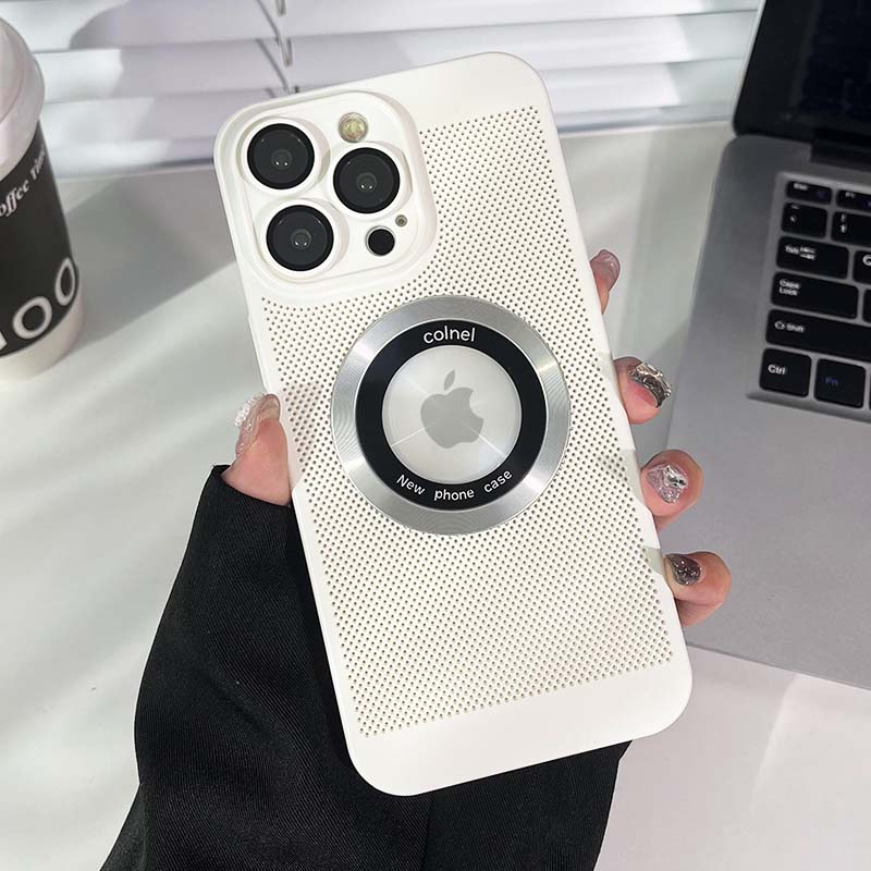 苹果14ProMax潮牌网孔散热iphone13露标磁吸带镜头膜12防摔手机壳