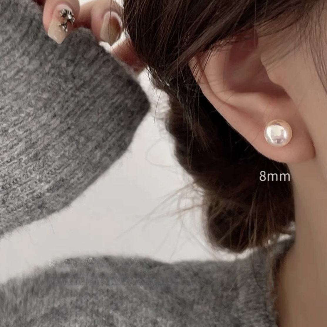 铜合金耳饰 1268 「馒头珠珠」人鱼姬馒头珠珠耳钉小众设计高级气质