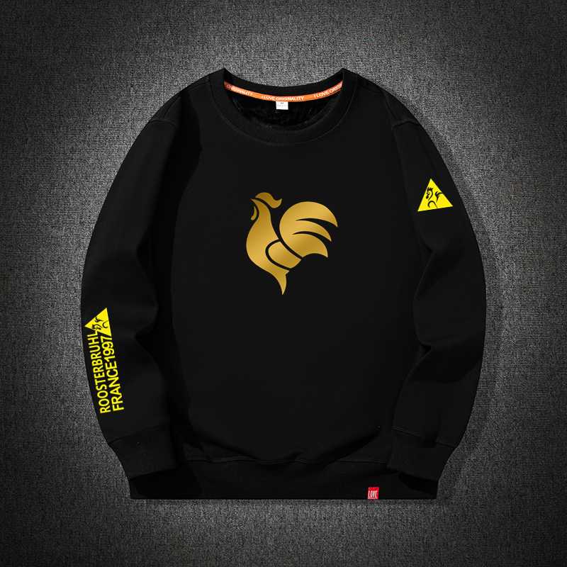 法国公鸡卫衣男2023年春秋薄款宽松圆领百搭时尚潮牌加绒加厚外套