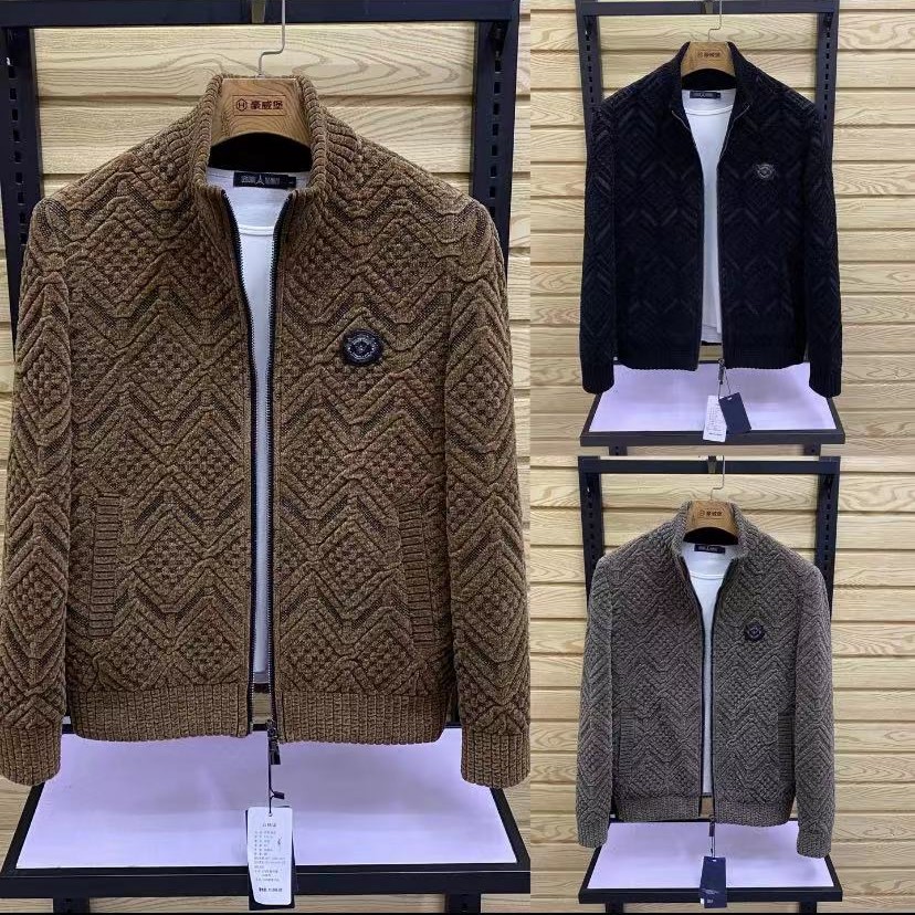 新款高品质男士立领提花休闲夹克外套
