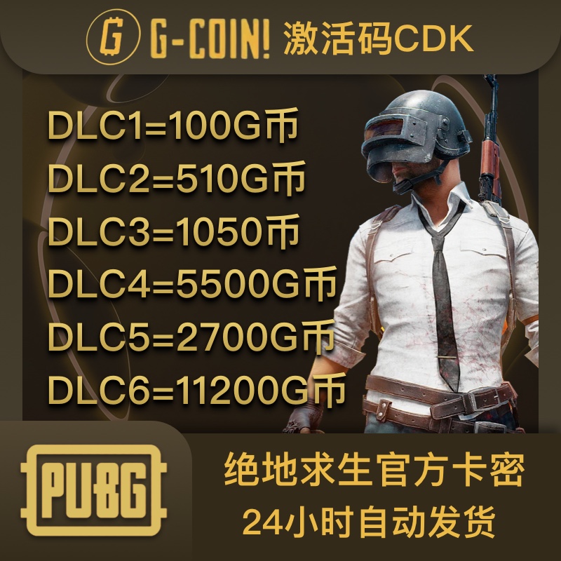 pubg绝地求生GBsteam红信可用吃鸡G-COIN货币CDKG币通行证兑换码