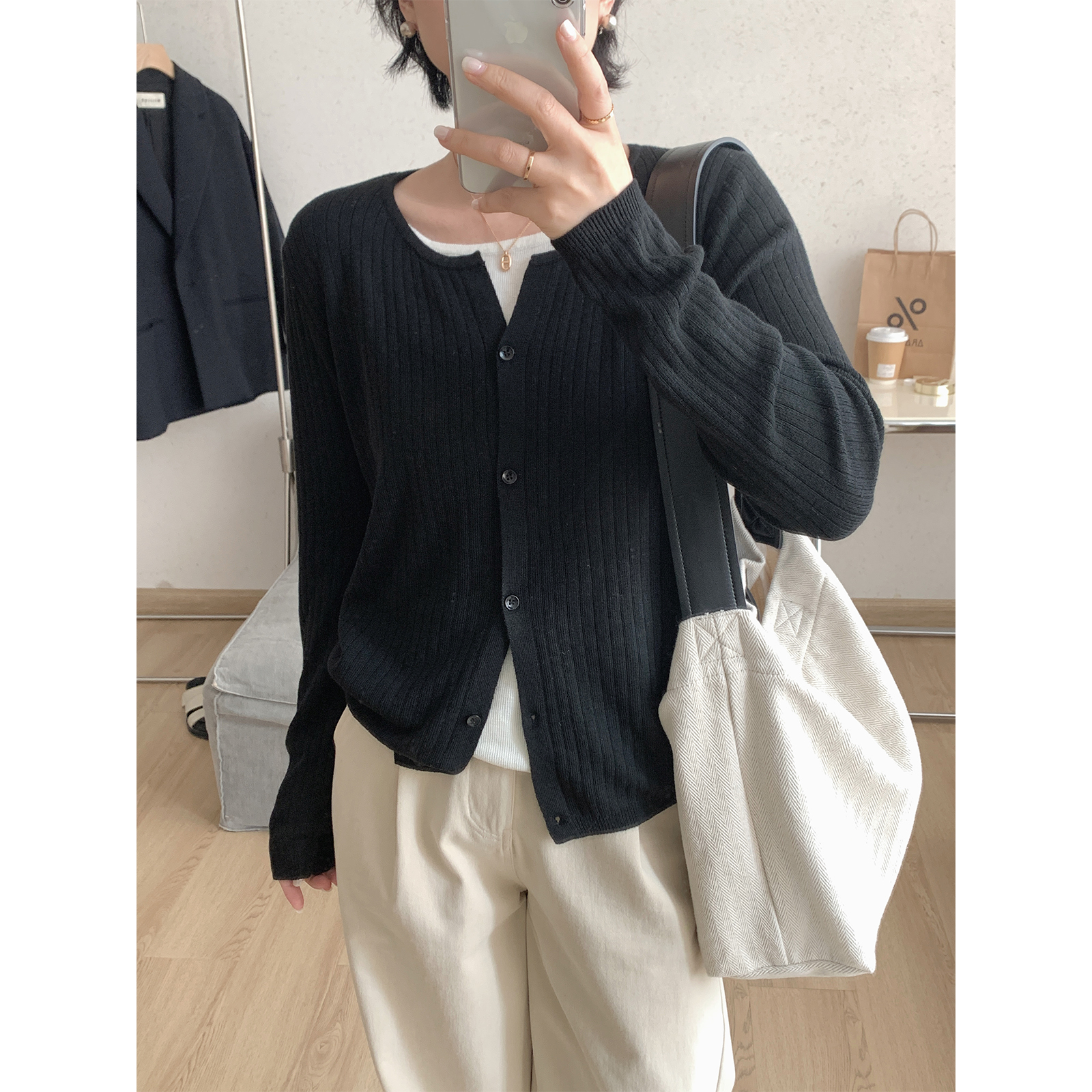 苏安家 轻松get叠穿时髦感 6毛假两件针织衫女宽松显瘦长袖上衣