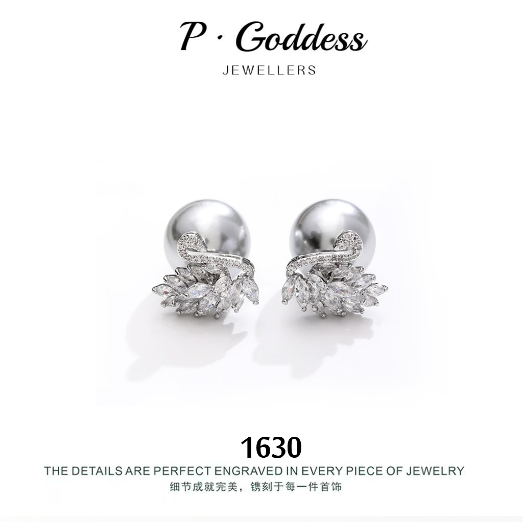 铜合金耳饰 原创设计 1630设计师款天鹅珠珠潮流优雅耳钉