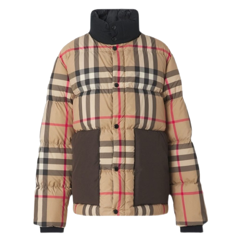 全新未使用 BURBERRY/博柏利 经典格纹立领鹅绒羽绒服 8043921