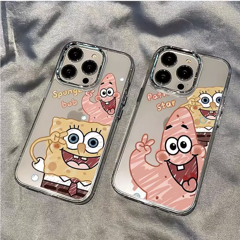 ins海绵宝宝适用苹果15手机壳14promax可爱13pro高级感15plus磨砂