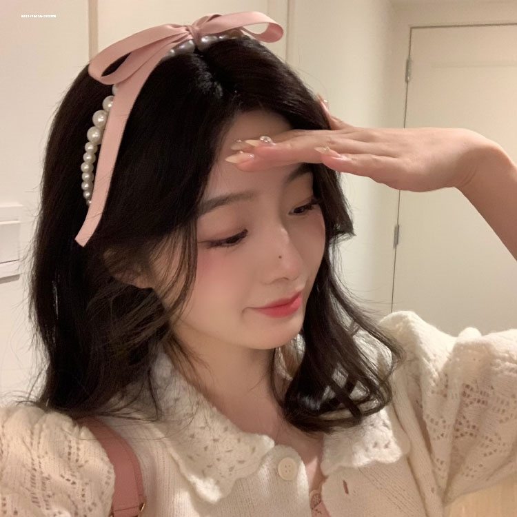 珠珠蝴蝶结飘带发箍2023女生时尚ins百搭质感新款韩系网红甜美