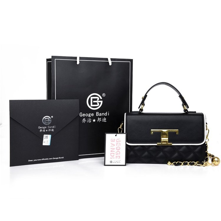 白边Q-001黑色【带礼袋】时经典小方包肩包斜跨百搭斜跨包