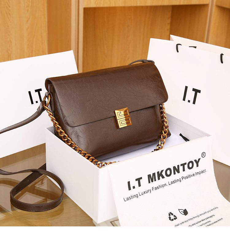 1005咖色小方包直播斜挎包百搭单肩包小众秋冬包【无礼盒】