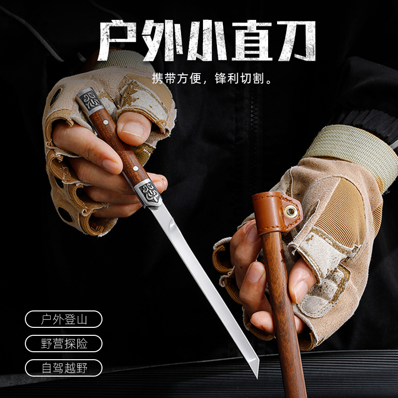 新款茶刀酸枝木一体龙骨高端水果刀户外露营便携第六代M390小战艇