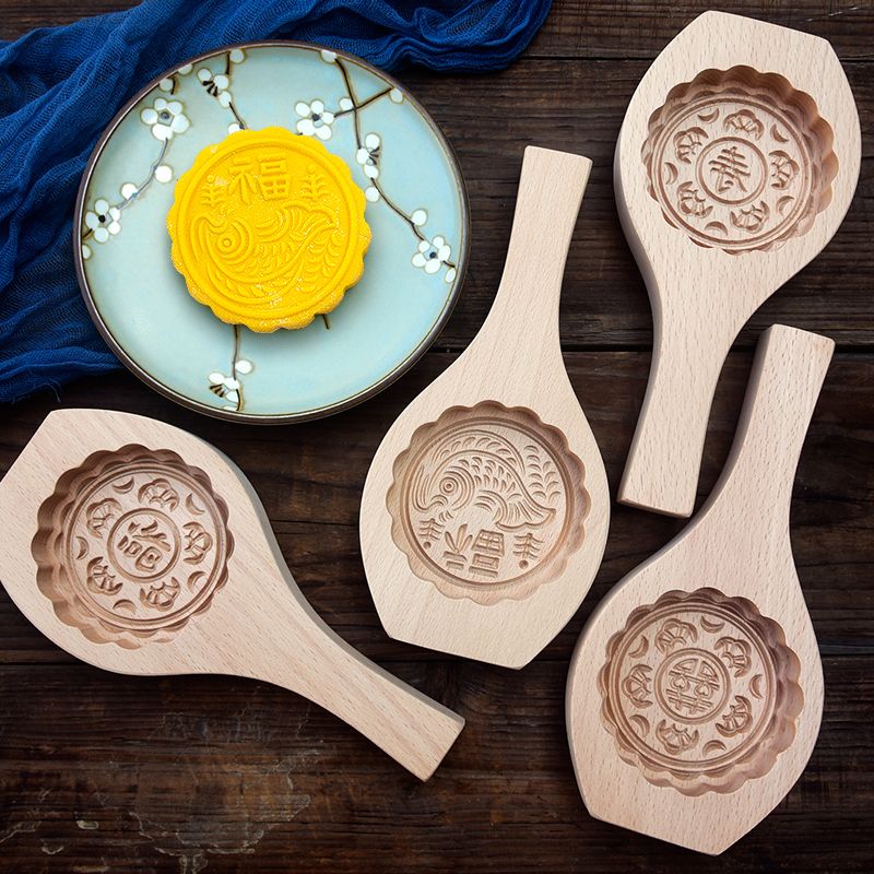 （宠粉）木质月饼模具绿豆糕点做南瓜饼面食花样卡通包子馒头清明
